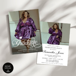 Invitation Moderne Graduate Script 2 Photos Graduate Party