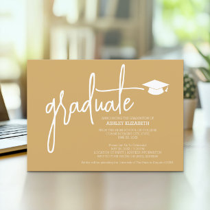 Invitation Moderne Graduate sur mesure Gold Grad tendance