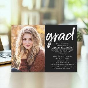 Invitation Moderne Graduate sur mesure tendance noir Grad
