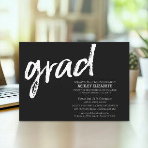 Invitation Moderne Graduate sur mesure tendance noir Grad