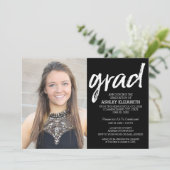 Invitation Moderne Graduate sur mesure tendance noir Grad (Debout devant)