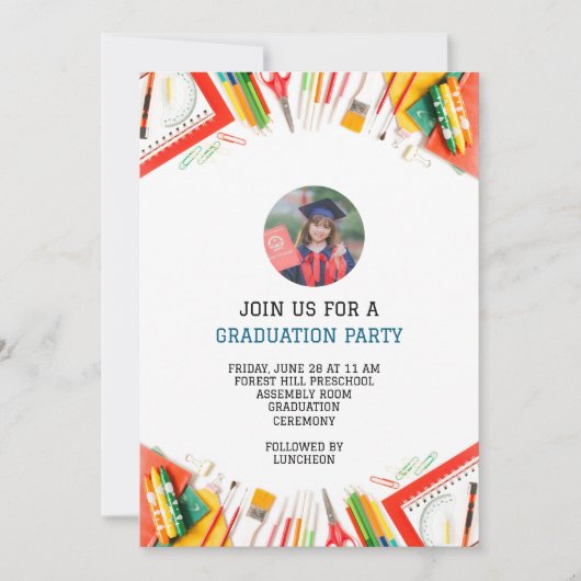 Invitation moderne graduation enfants préscolaire (Devant)