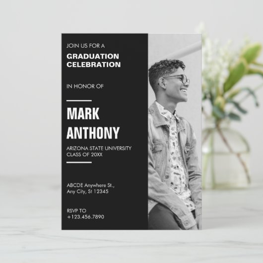 Invitation Moderne graduation minimaliste (Debout devant)