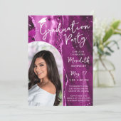Invitation Moderne Graduation rose Magenta Parties scintillan (Debout devant)
