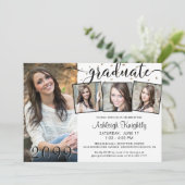 Invitation Moderne Gradué 4 Photo Collage Confetti Party (Debout devant)