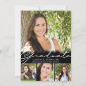 Invitation Moderne Gradué noir blanc Script 5 Photo Party (Devant)