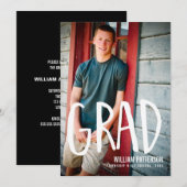 Invitation Moderne Grand Guy Photo Graduation Party Invitatio (Devant / Derrière)