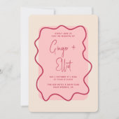 Invitation Moderne Gras cadre brillant Magenta Mariage rose (Devant)