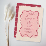 Invitation Moderne Gras cadre brillant Magenta Mariage rose<br><div class="desc">Un cadre ondulé moderne et tendance design en rose magenta audacieux, une couleur rose douce assortie et un cadre ondulé dessiné à la main sur le devant autour de votre texte et de vos noms personnalisés. Correspondant motif de lignes irrégulières sur l'arrière de la carte. Le faire-part de mariage Boho...</div>
