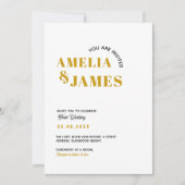 Invitation moderne Gras coloré Wavy funky jaune Mariage (Devant)