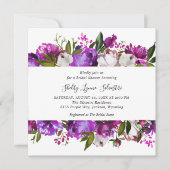 Invitation Moderne Gras Floral Bright Purple Fête des mariées (Devant)
