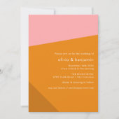 Invitation Moderne Gras Géométrique Rose Brûlé Orange Mariage (Devant)