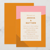 Invitation Moderne Gras Géométrique Rose Brûlé Orange Mariage (Devant / Derrière)