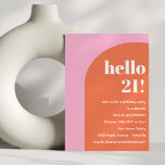 Invitation Moderne Gras Géométrique Rose Orange 21e anniversa<br><div class="desc">Moderne Gras Géométrique Rose Orange 21ème anniversaire Invitation</div>