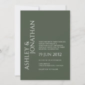 Invitation Moderne Gras & Mariage minimaliste (Devant)
