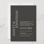 Invitation Moderne Gras & Mariage minimaliste (Devant)
