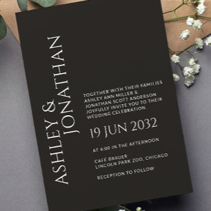 Invitation Moderne Gras & Mariage minimaliste