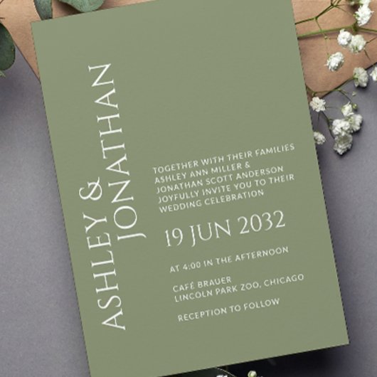 Invitation Moderne Gras & Mariage minimaliste