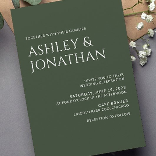 Invitation Moderne Gras & Mariage minimaliste
