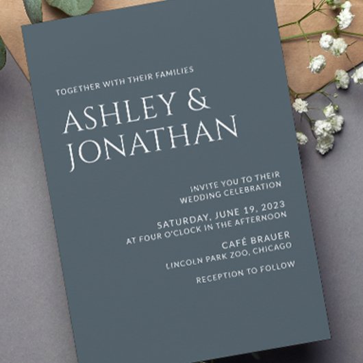 Invitation Moderne Gras & Mariage minimaliste