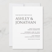 Invitation Moderne Gras & Mariage minimaliste (Devant)