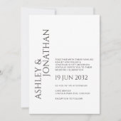 Invitation Moderne Gras & Mariage minimaliste (Devant)