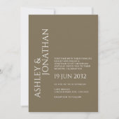 Invitation Moderne Gras & Mariage minimaliste (Devant)