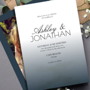 Invitation Moderne Gras & Minimaliste Mariage Photo Bleu Mari
