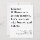 Invitation Moderne Gras Noir Blanc Typographie Bridal Brunch (Devant)