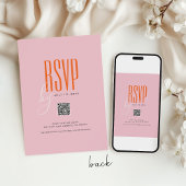Invitation Moderne Gras Rose et Orange QR Code Mariage unique
