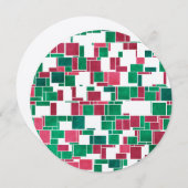 Invitation Moderne Gras Rouge et Vert Noël Mondrian (Devant / Derrière)