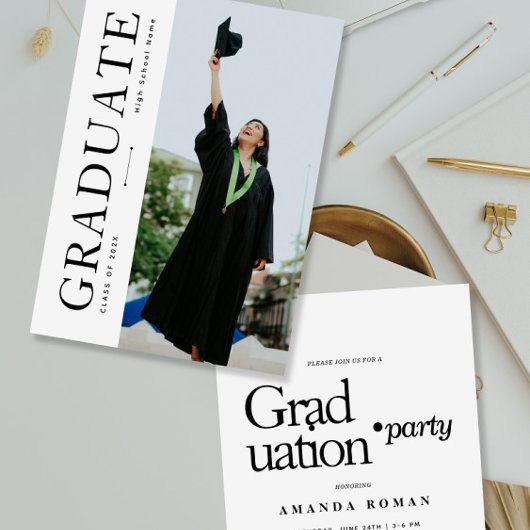 Invitation Moderne Gras Typographie Graduation