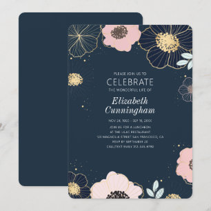 Invitation Moderne gravez la célébration florale de fleur de