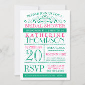 Invitation moderne Green et Fuchsia de douche nupt (Devant)