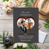 Invitation Moderne Grey Heart Photo Élégant Script Mariage
