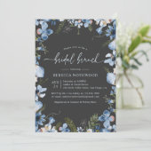 Invitation Moderne Gris Dusty bleu Floral Bridal Brunch Douch (Debout devant)