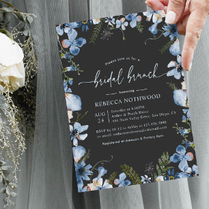 Invitation Moderne Gris Dusty bleu Floral Bridal Brunch Douch