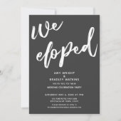 Invitation Moderne gris foncé Nous Avons Elopé Mariage Récept (Devant)