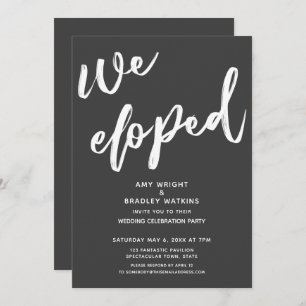 Invitation Moderne gris foncé Nous Avons Elopé Mariage Récept