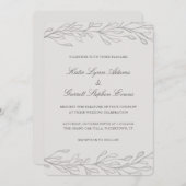 Invitation Moderne Gris Line Art Mariage élégant (Devant / Derrière)