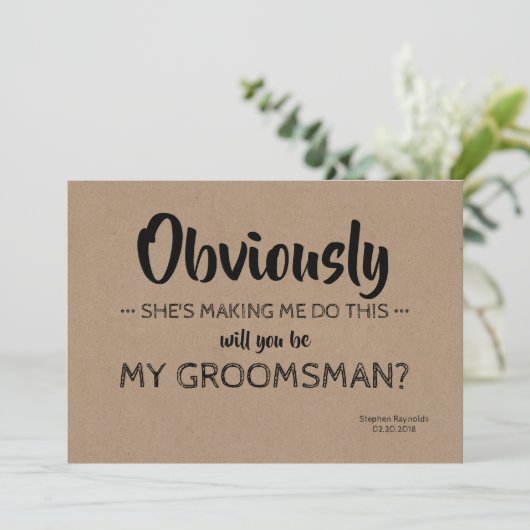 Invitation Moderne | GROOMSMAN | BEST MAN Funny Proposition (Debout devant)