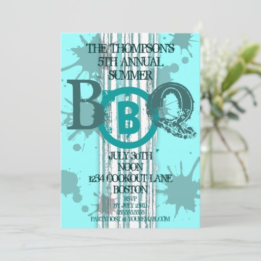 Invitation moderne Grungy BBQ (Debout devant)