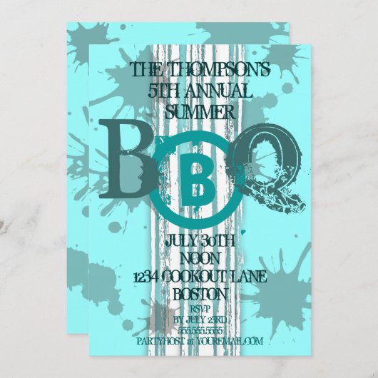 Invitation moderne Grungy BBQ (Devant / Derrière)
