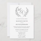 Invitation Moderne Haute Monogram Laurel Branche Mariage (Devant)