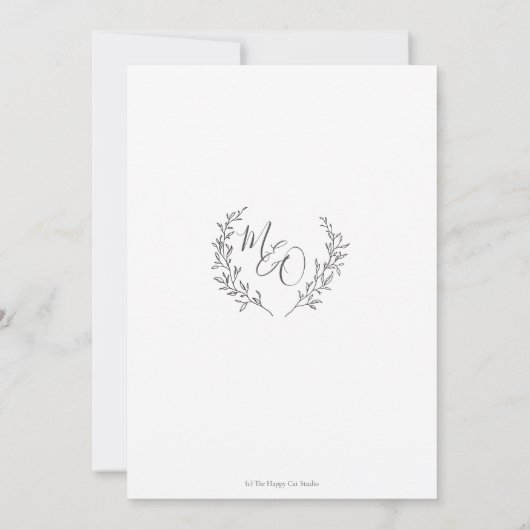 Invitation Moderne Haute Monogram Laurel Branche Mariage (Dos)