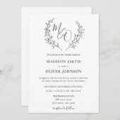 Invitation Moderne Haute Monogram Laurel Branche Mariage (Devant / Derrière)