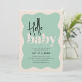 Invitation Moderne Hello Baby Mint Green & Cream Baby shower (Debout devant)