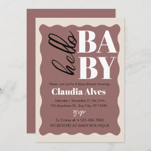 Invitation Moderne Hello Baby Terracotta Baby shower minimal
