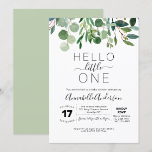 Invitation Moderne Hello Little One Baby shower de verdure