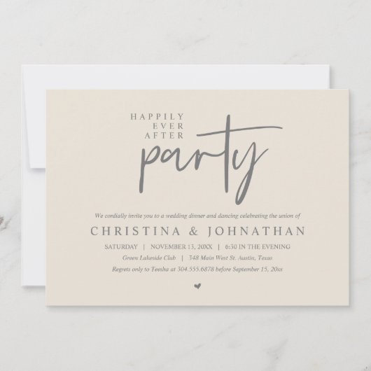 Invitation Moderne Heureux Jamais Après Le Dîner Mariage De F (Devant)